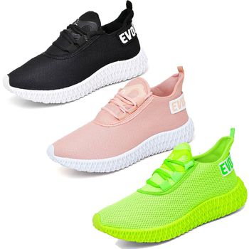 Kit 3 Tênis Boost Unissex Evoltenn Esportivo Colmeia Verde, Nude e Preto Branco