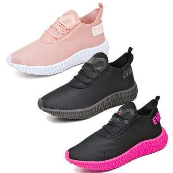 Kit 3 Tênis Boost Unissex Evoltenn Esportivo Colmeia Black, Nude e Preto Rosa
