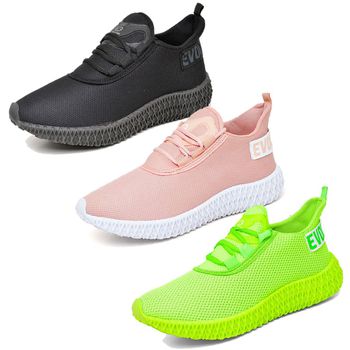 Kit 3 Tênis Boost Unissex Evoltenn Esportivo Colmeia Verde, Black e Nude