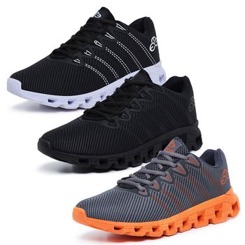 Kit 3 Tênis Masculino Esportivo Evoltenn Running Nuvem Preto, Black e Cinza