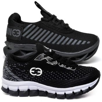 Kit 2 Tênis Infantil Evoltenn Trança e Impacto Black e Preto