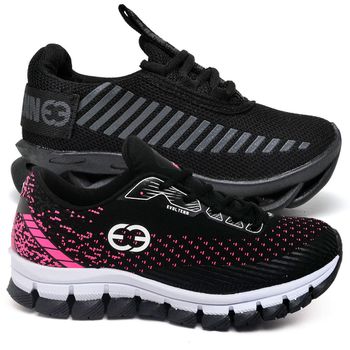Kit 2 Tênis Infantil Evoltenn Trança e Impacto Black e Pink