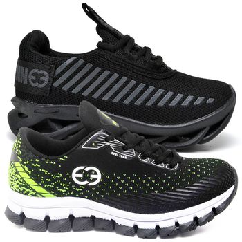 Kit 2 Tênis Infantil Evoltenn Trança e Impacto Black e Verde