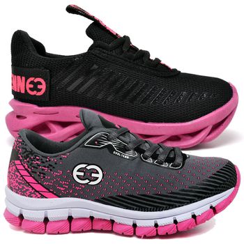 Kit 2 Tênis Infantil Evoltenn Trança e Impacto Pink e Cinza Rosa