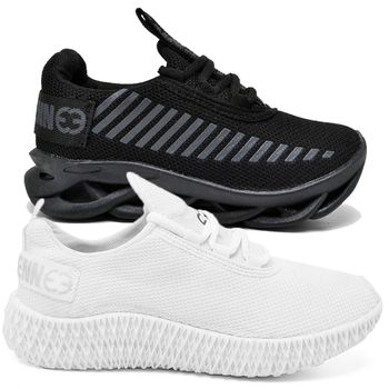 Kit 2 Tênis Infantil Esportivo Modelos Diferentes Black e Branco