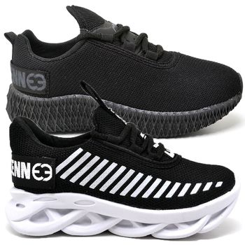 Kit 2 Tênis Infantil Esportivo Modelos Diferentes Preto Branco e Black