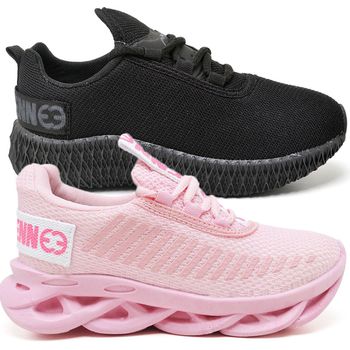 Kit 2 Tênis Infantil Esportivo Modelos Diferentes Rosa e Black