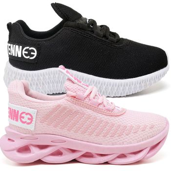 Kit 2 Tênis Infantil Esportivo Modelos Diferentes Rosa e Preto Branco
