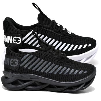 kit 2 Tênis Infantil Evoltenn Sola Trança Escolar Black e Preto Branco