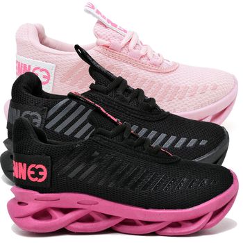 kit 3 Tênis Infantil Evoltenn Sola Trança Escolar Black, Rosa e Preto Pink