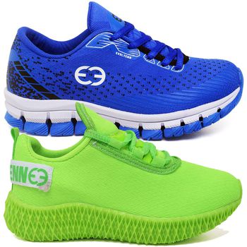 Kit 2 Tênis Infantil Evoltenn Confortável Modelos Diferentes Azul e Verde