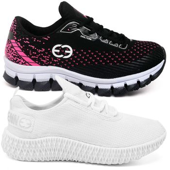 Kit 2 Tênis Infantil Evoltenn Confortável Modelos Diferentes Pink e Branco