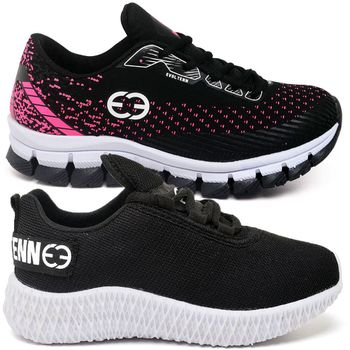 Kit 2 Tênis Infantil Evoltenn Confortável Modelos Diferentes Pink e Preto Branco