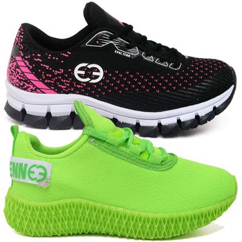 Kit 2 Tênis Infantil Evoltenn Confortável Modelos Diferentes Pink e Verde