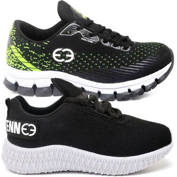 Kit 2 Tênis Infantil Evoltenn Confortável Modelos Diferentes Verde e Preto Branco