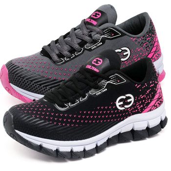 Kit 2 Tênis Infantil Evoltenn Impacto Cinza Rosa e Preto Pink