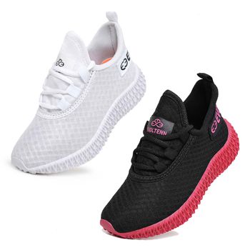 Kit 2 Tênis Infantil Esportivo Colmeia Branco e Preto Rosa - Evoltenn