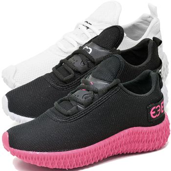 Kit 3 Tênis Infantil Esportivo Colmeia Branco, Preto Branco e Preto Rosa