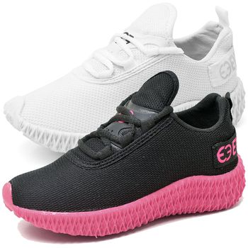 Kit 2 Tênis Infantil Esportivo Colmeia Branco e Preto Rosa