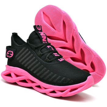Tênis Easy Style Feminino Evoltenn Solado Trançado Preto Pink - Evoltenn