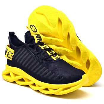 Tênis Easy Style Unissex Evoltenn Solado Trançado Preto Amarelo - Evoltenn