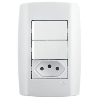INTERRUPTOR DUPLO TECLA SIMPLES + TOMADA 10A 250V ... - FLUZÃO CONSTRUÇÃO