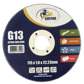 DISCO CORTE AÇO INOX G-13 4 1/2 GUEPAR - FLUZÃO CONSTRUÇÃO