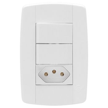 INTERRUPTOR DUPLO SIMPLES + 1 TOMADA 10A 250V 4X2 ... - FLUZÃO CONSTRUÇÃO