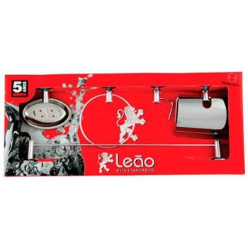 KIT BANHEIRO 5 PECAS CROMADO JUNIOR LEÃO METAIS - FLUZÃO CONSTRUÇÃO