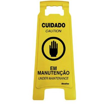 CAVALETE AMARELO 27X65CM - CUIDADO EM MANUTENCAO - FLUZÃO CONSTRUÇÃO