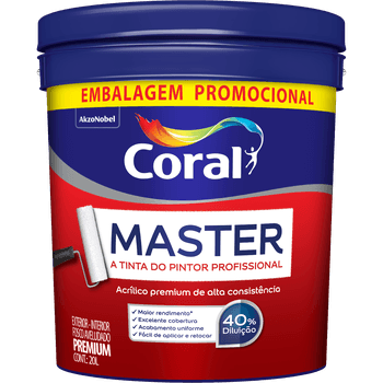 TINTA CORAL MASTER BRANCO 20 LITROS BALDE - FLUZÃO CONSTRUÇÃO