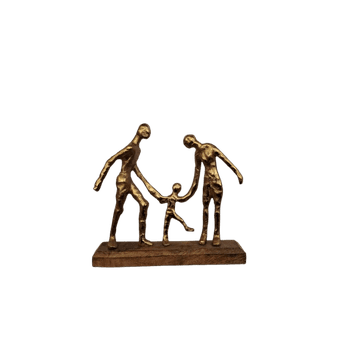 ESCULTURA FAMÍLIA GOLD MADEIRA / ALUMÍNIO - FLUZÃO CONSTRUÇÃO