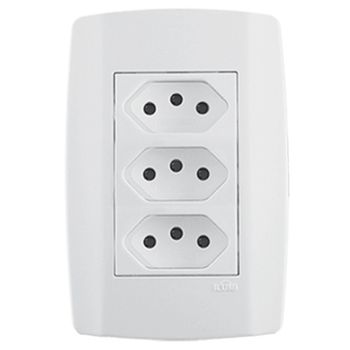 TOMADA TRIPLA 250V 4X2 SLIM ILUMI - FLUZÃO CONSTRUÇÃO