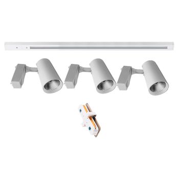 KIT 3 SPOT 7W COM TRILHO 1 METRO BRANCO KIAN - FLUZÃO CONSTRUÇÃO