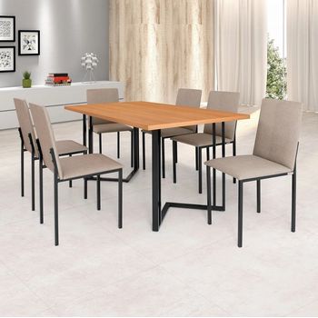 MESA LOFT TUBO PRETO FOSCO COM TAMPO LAMINADO FREI... - FLUZÃO CONSTRUÇÃO