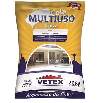 ARGAMASSA CINZA AC3 MULTIUSO 10X1 VETEX 20KG - FLUZÃO CONSTRUÇÃO