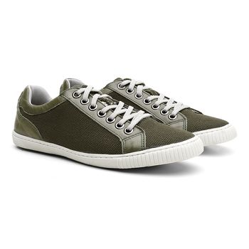 Sapatênis Masculino Pavia Oliva/Bege - Franca Sapatos | Sapatos em Couro Direto da Fábrica