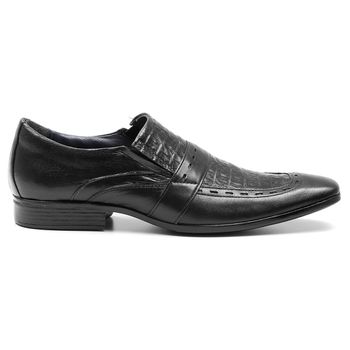 Sapato Social Pelica/Croco Preto - Franca Sapatos | Sapatos em Couro Direto da Fábrica