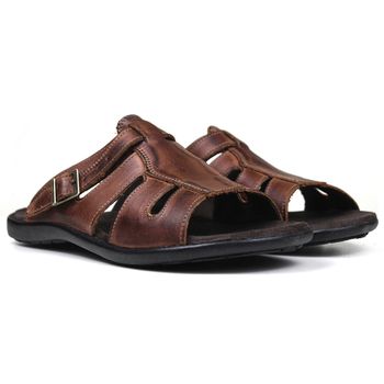 Chinelo Masculino de Couro Havana 900 - FrancaSapatos | Sapatos em Couro Direto da Fábrica