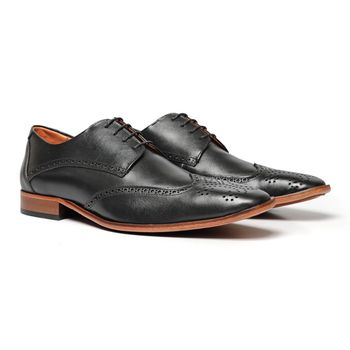 Sapato Social Derby Cromo Argentino Preto - FrancaSapatos | Sapatos em Couro Direto da Fábrica