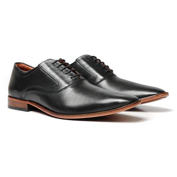Sapato Social Oxford Cromo Argentino Preto - FrancaSapatos | Sapatos em Couro Direto da Fábrica