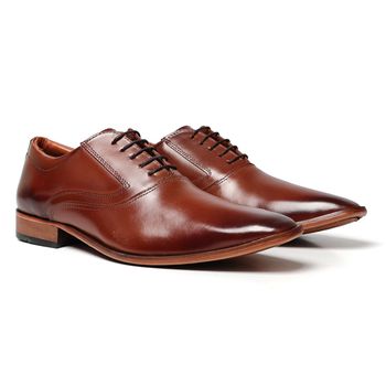 Sapato Social Oxford Cromo Argentino Caramelo - FrancaSapatos | Sapatos em Couro Direto da Fábrica