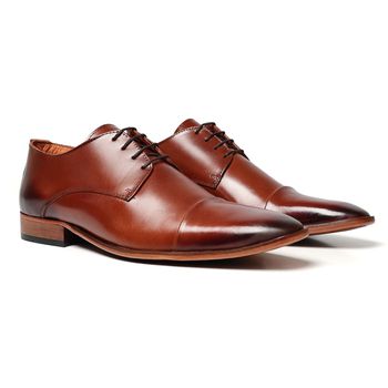 Sapato Social Derby Cromo Argentino Caramelo - FrancaSapatos | Sapatos em Couro Direto da Fábrica
