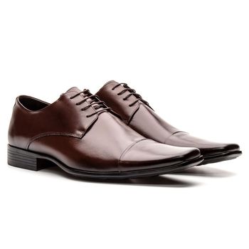 Sapato Social Masculino Couro Derby de Amarrar Marrom - Franca Sapatos | Sapatos em Couro Direto da Fábrica
