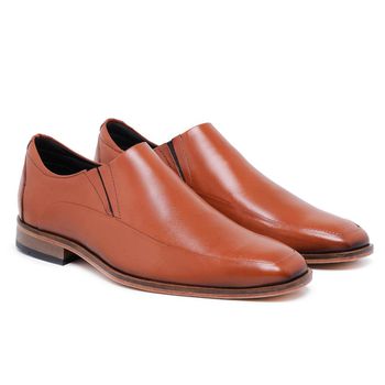 Sapato Masculino Loafer Sola Couro Caramelo - Franca Sapatos | Sapatos em Couro Direto da Fábrica