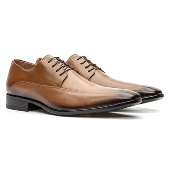 Sapato Masculino Derby Italiano Couro Whisky - Franca Sapatos | Sapatos em Couro Direto da Fábrica