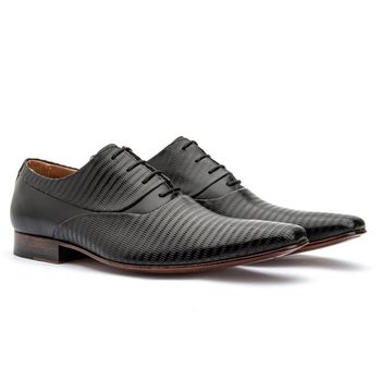 Sapato Social Masculino Oxford Couro Frequencia Preto - Franca Sapatos | Sapatos em Couro Direto da Fábrica