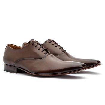 Sapato Oxford Masculino Solado De Couro Cromo Argentino Marrom - Franca Sapatos | Sapatos em Couro Direto da Fábrica