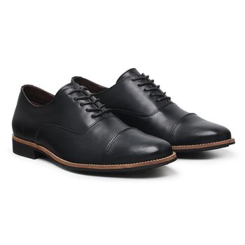 Sapato Masculino Oxford Sola de Couro Preto - Franca Sapatos | Sapatos em Couro Direto da Fábrica