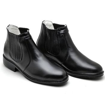 Botina Casual Conforto Couro de Carneiro Preto 1501 - Franca Sapatos | Sapatos em Couro Direto da Fábrica